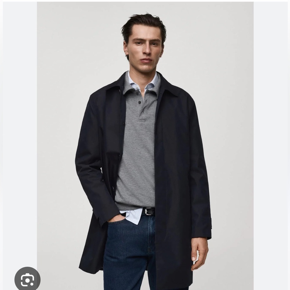 Mango Men's Dark Navy Trench Coat, new with tags